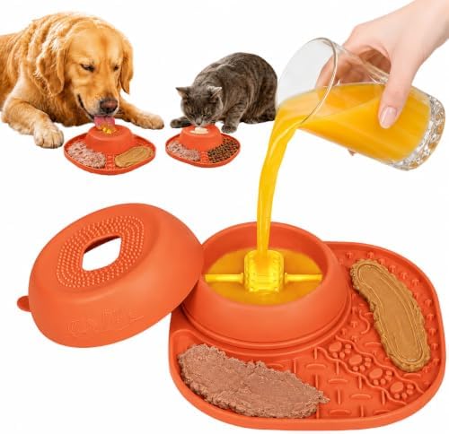 Slow Feeder Dog Bowls, Lick Mat & Interactive Rolling Ball, Dishwasher Safe