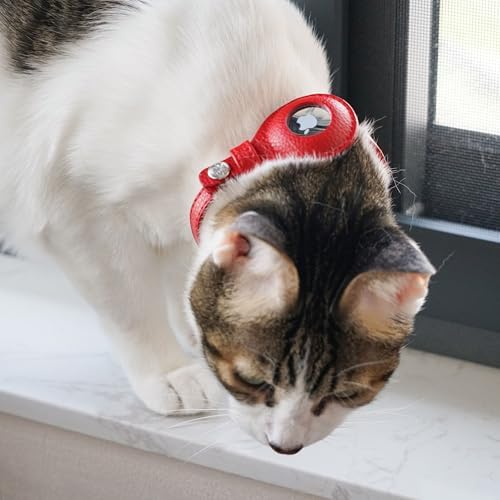 Blueberry Pet Microfiber Leather AirTag Cat Collar with Bell