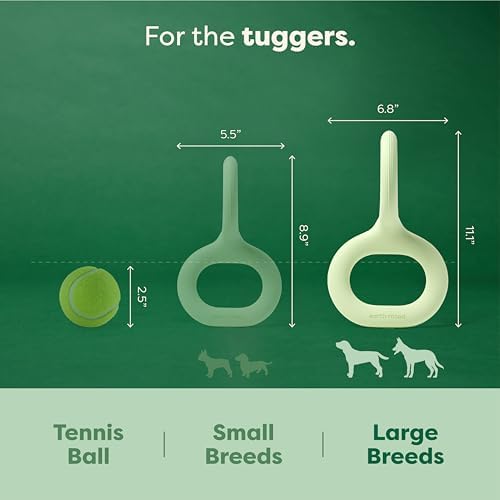 Earth Rated Tug of War Toy for Dogs and Puppies, Interactive Dog Pull Toys, Ergonomic Grip, Natural Rubber, Large, Green