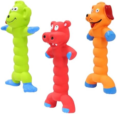 Dog Squeaky Toys Interactive Dog Toys - 3 Pack Rubber Chew Toys for Indoor Dogs to Chase, Fetch and Exercise, Medium & Large Dogs Toys for Boredom Relief