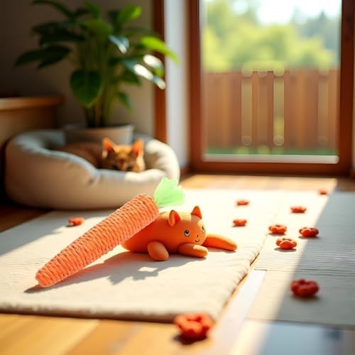 2 Pcs Orange Sisal Carrot Cat Toys,Cat Dental Chew Toy Kitten Teething Toys for Indoor Cats Interactive Toys