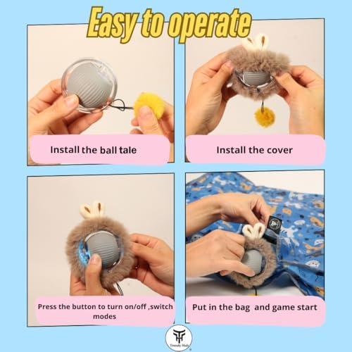 Interactive Cat Toys Fast Rolling Ball in Pouch for Bored Indoor Adult Cats, Automatic Motion Activated Ball; Hide and Seek Game for Exercise Kicker, Cat's Gift, Rechargeable Kitten Toys
