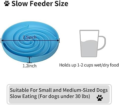 Bifeaw Slow Feeder Dog Bowls, Dishwasher Microwave Safe Silicone Puppy Puzzle Bowl with Non-Slip Design for Eating (Sky Blue)