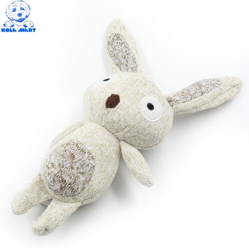 Knit Plush Dog Toys for Small & Medium Dogs – Squeaky Cuddle & Play Bunny Toy | Soft Stuffed Rabbit Animal Dog Toy for Gentle Play, Anxiety Relief & Snuggle (Long-Eared Rabbit Bunny)