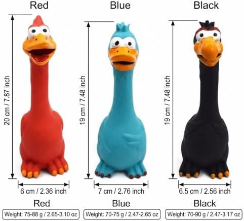 Squeaky Chicken Toy, Latex Rubber Screaming Chicken Toy, Chew Toy, Teething, Stress Relief,for Small Medium Large Dogs, Indoor Outdoor Play(Red)