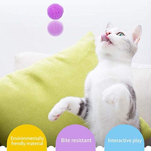 VOVIGGOL 30Pcs 1.3 Inch Cat Toy Balls Soft Kitten Pompom Toys Indoor Cats Interactive Playing Quiet Ball Cats Favorite Toy, Cat Pom Pom Balls for Craft DIY Creative Crafts Decorations (Assorted Color)