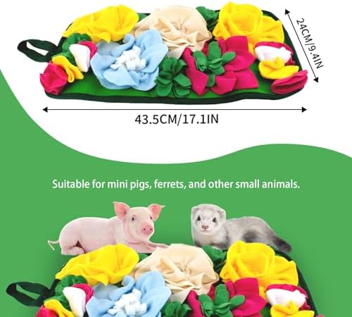 Pig Foraging Mat, Interactive Mini Pigs Enrichment Toys, Treat Mat Toy for Mini Pigs and Farm Puzzle Pad, Hanging Chew Snuffle Pad Bed Enrichment Toy for Pigs to Play with for Pigs