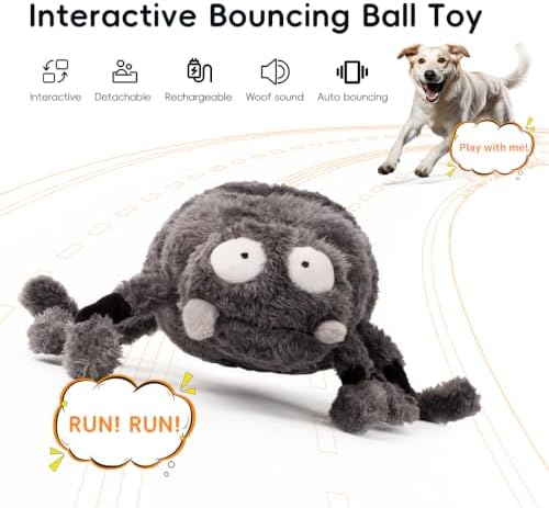 Interactive Dog Toys, Moving Squeaky Plush Dog Toy-Spider