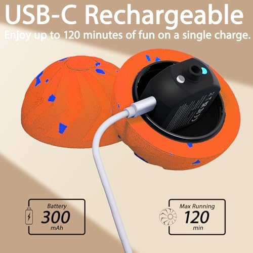 Interactive Pet Toy Ball - Bouncy, Flexible & Durable, Self-Rolling for Indoor Play, IPX7 Waterproof, Active Rolling Ball for Medium Dogs (Orange)