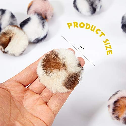 Weewooday 12 Pcs Large Fuzzy Cat Pom Pom Balls Plush Toys, Pink, Leopard