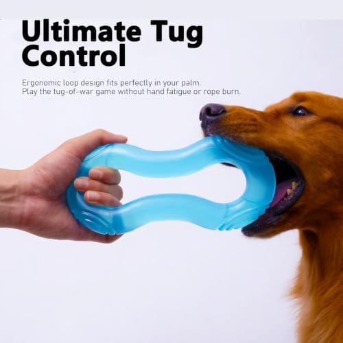 MECOOL 2PCS Dog Chew Toys Set - Tug of War Rope Ball & Flexible Rubber Puller, Interactive Teething Toys for Aggressive Chewers, Pet Training Toys for Medium Large Dogs,Bacon Flavored