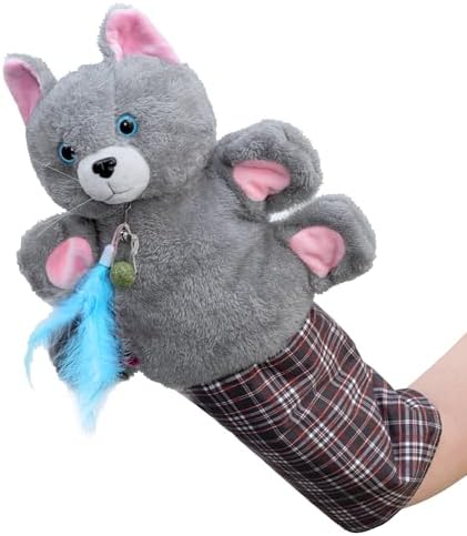 Interactive Cat Wrestling Glove with Catnip & Feather, Hand Puppet Toy