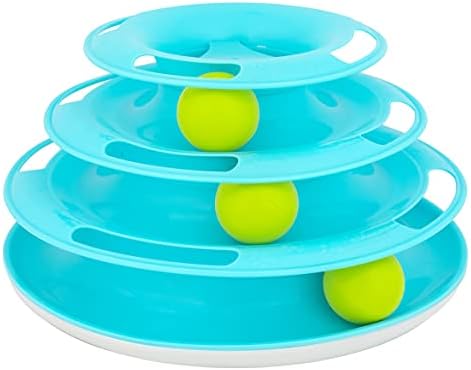Our Pets Wobble Triple Chase Ball Track Interactive Cat Toy for Indoor Cats with Catnip (Cat Toys; Kitten Toys for Hunting and Chasing w/Rattling; Rolling Balls)