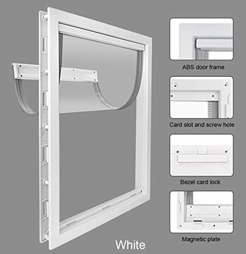 CEESC Medium Dog Door, Magnetic Flap & Closing Panel, White, Up to 20 lbs