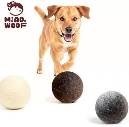 Wool Dog Balls (3 PCS) Soft & Chew-Resistant for Dogs Puppies