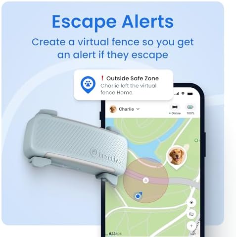 Tractive Smart Dog GPS Tracker with 6 Month Subscription | Live Pet Tracker with Virtual Fence | Vital Signs Monitoring of Heart & Respiratory Rate | Bark Monitoring | Dog Collar Attachment (Mint)