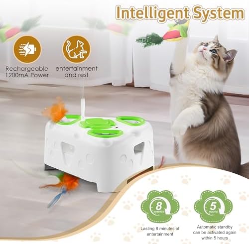 3-in-1 Automatic Interactive Cat Toy, Flying Bird, Mole & Feather