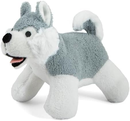 Jeffers Pet Animal Cuddlers Plush Squeaky Dog Toy, 8 in - Gray Husky