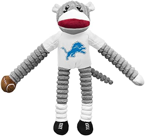 Littlearth NFL Detroit Lions Sock Monkey Pet Toy, Team Color, One Size