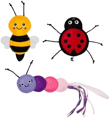 Fringe Studio Living THE Bug Life, Small Plush Cat Toy, 3PCS Set, PetShop Collection (904041)