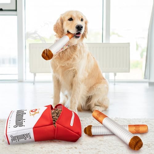 Funny Cigarette Dog Toys 3-Pack Squeaky Plush Toy for Medium Large Dogs