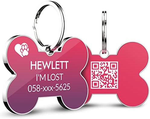 QR Code Dog Tag -On Pet ID Name Tag for Dogs, Cats & Horses – Custom Personalized Noiseless Tag with Jingle-Free Fit & Online Profile Display