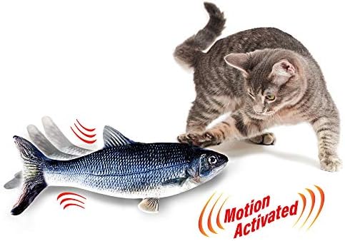 Ontel Flippity Fish Interactive Cat Toy with Catnip & Fishing Pole - Touch Activated, Rechargeable Pet Toy to Help Reduce Stress & Bad Behavior (Pack of 2) - As Seen On TV