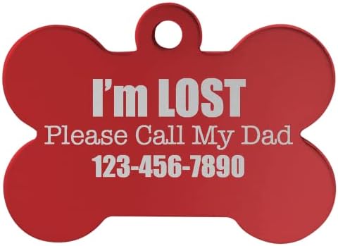 Signature Custom Laser Engraved Anodized Aluminum Pet ID Tags (Black, Bone 1 1/2" x 1")