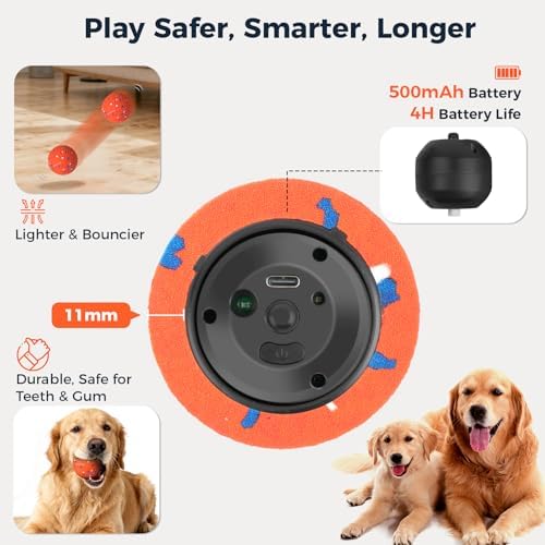 2-Pack Interactive Dog Toys, Smart Automatic Bouncing Vibrating Washable Dog Ball, Durable Pet-Safe E-TPU Material, Type-C Charging, Anti Boredom Dog Toys to Keep Them Busy for Medium & Large Dogs