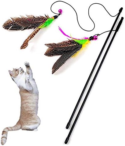 Legendog Cat Feather Wand With Bell Mouse Cage Toys Plastic Artif Cat Toy Stick