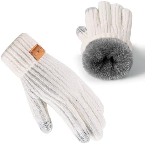 UCQKLI Winter Gloves for Women Chenille, Womens Gloves Cold Weather Fleece Lined, Stocking Stuffers for Women Christmas Gifts