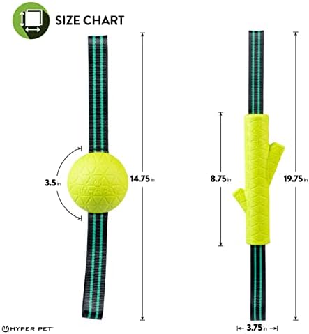 Hyper Pet Grab Tabs EVA Fetch Stick and Fetch Ball with Nylon Tabs Fetching Dog Toys That Floats in Water Combo Pack