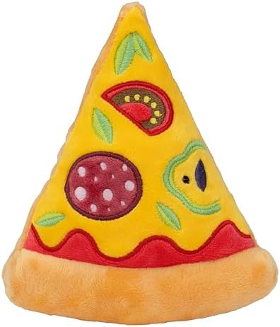 Plush Dog Toy Food Shaped Stuffed Pet Toys Puppy with Squeaker Crinkle Funny Cute Interactive Gift Relieve Anxiety Aggressive Play [1pc] Pizza