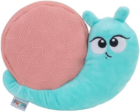 Outward Hound Coated Critterz Dog Toy – Plush & Molded Texture, Squeaky Fetch, Small & Medium Dogs, Snail, 8.7"
