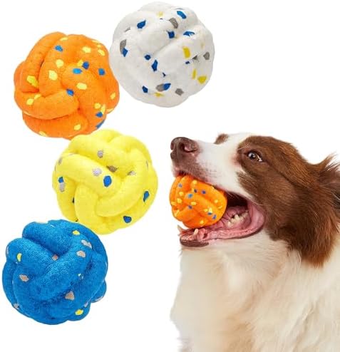 FOFOS Dog Balls for Aggressive Chewers, Durable Bouncy ETPU Dog Toys 4 Pack
