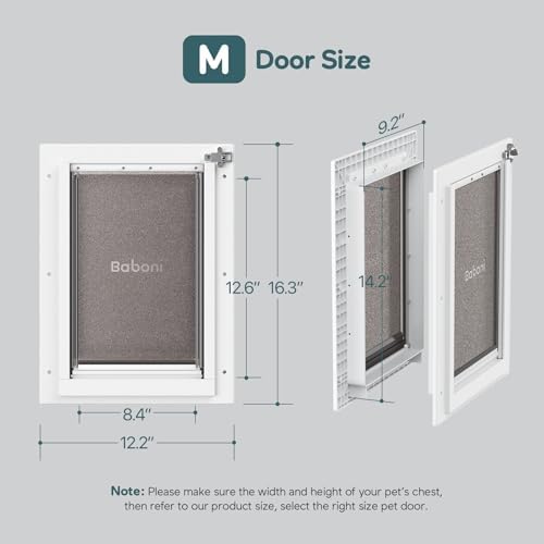 Baboni Dog Door for Door,Durable Plastic Frame,Medium