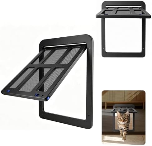 Namsan Cat Door for Screen Door, Passage 8.3 x 10.3 inches, Small Dog Door for Sliding Door, Cat Screen Window, Magnetic Flap Auto Closing, Screen Door with Doggie Door Built in, Lockable, Black