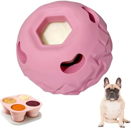 Large Pink Frozen Treat Ball, Interactive Anxiety Relief Puzzle Chew Toy