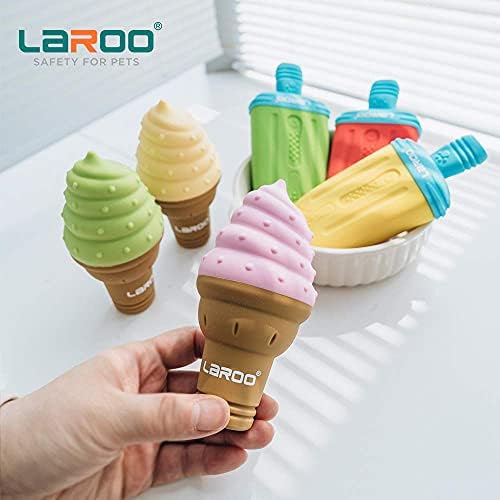 LaRoo Dogs Toys for Summer Cooling, Frozen Dog Toys, Full with Water Frozen, Prevention of Heat Stroke Upgraded Teething Chew Toy (Ice Pop Shape-Yellow)