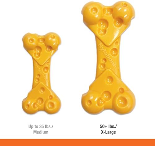 Nylabone Power Chew Cheese Bone Dog Chew Toy, Cheese Flavor, X-Large