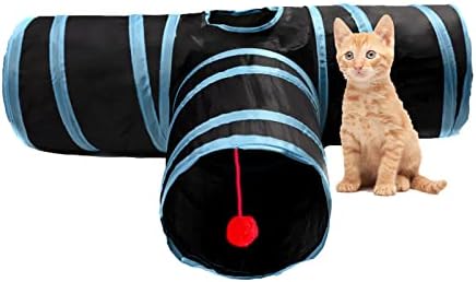 Cat Tunnel, Collapsible Tube with 1 Play Ball Kitty Toys, 3 Ways Cat Tunnels for Indoor Cats, Puppy, Kitty, Kitten, Rabbit