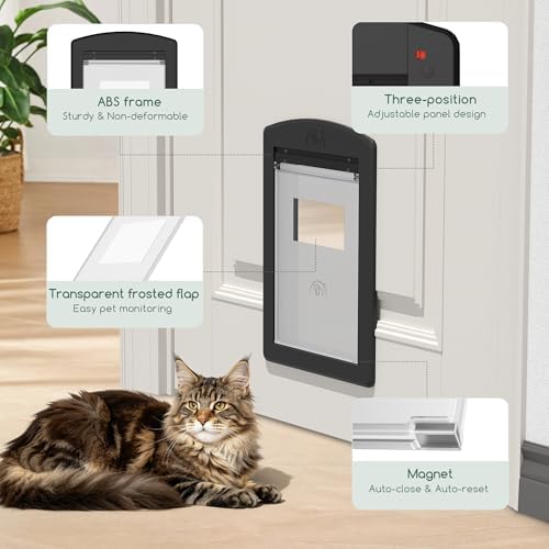 Large Cat Door with Sliding Lock Panel and Magnetic Flap