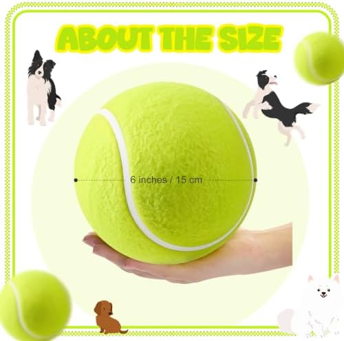 Sratte 6 Pieces Giant Large Tennis Ball for Dogs 6'' Inflatable Large Dog Toy Balls for Indoor Outdoor Training Playing Sports (Fluorescent Green)