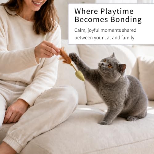 HomeLife Pet Timber Mouse Silvervine Cat Toy – 100% Natural Farm-to-Toy with Catnip & Silvervine, Calming Silvervine Wood & Bird Feathers – Handmade Interactive Cat Toy for Play & Enrichment