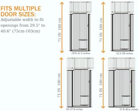 71" Extra Tall Cat Gate 29.5-40.6 Wide Pet gate with Small Cat Door,Pet Gate NO Drilling Pressure Mount Kit for Cats and Dogs Indoor Doorways liveing Room Bedroom-Black