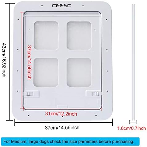 CEESC Dog Screen Door - Lockable Pet Door (14.56" x 16.92", Large, White)