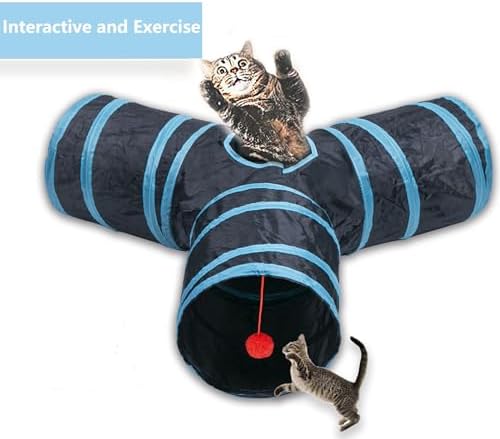 Cat Tunnel Tube Toys, 3 Ways Tunnels for Indoor Cats with Play Ball
