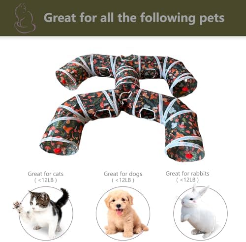 Foldable H-Shaped Cat Tunnel Toy with Interactive Playing Balls - 4 Exits for Cats, Kittens, Rabbits & Small Pets Collapsible Play Tube for Indoor Fun & Exercise
