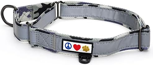 Pawtitas Personalized Dog Collar Martingale Dog Collar with Name Phone Number Reflective Martingale Dog Collar Customized Collar for Medium Dogs | Camo Gray Custom Dog Collars for Medium Dogs