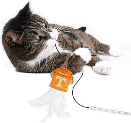 Pets First NCAA Tennessee Volunteers Team Jersey Wand with CAT NIP, Cat Toy Jersey Shaped Plush Teaser Toy for Cats & Kittens - Interactive Pet Toy for Play & Exercise